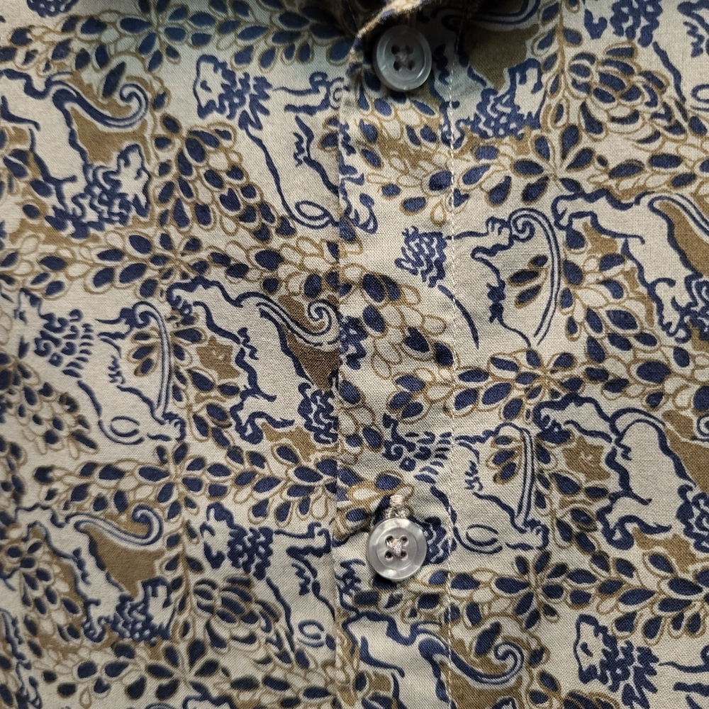 John Varvatos Men's Stylish Brown and Blue Patterned Short Sleeve Shirt - Size M - Picture 4 of 6